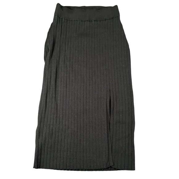 Abercrombie Fitch Womens S Black A-Line Pull On Viscose Skirt Front Split - Picture 1 of 7